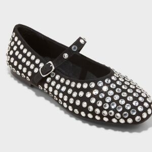 Women's Issa Rhinestone Mary Jane Ballet Flats A New Day Black Size 8M